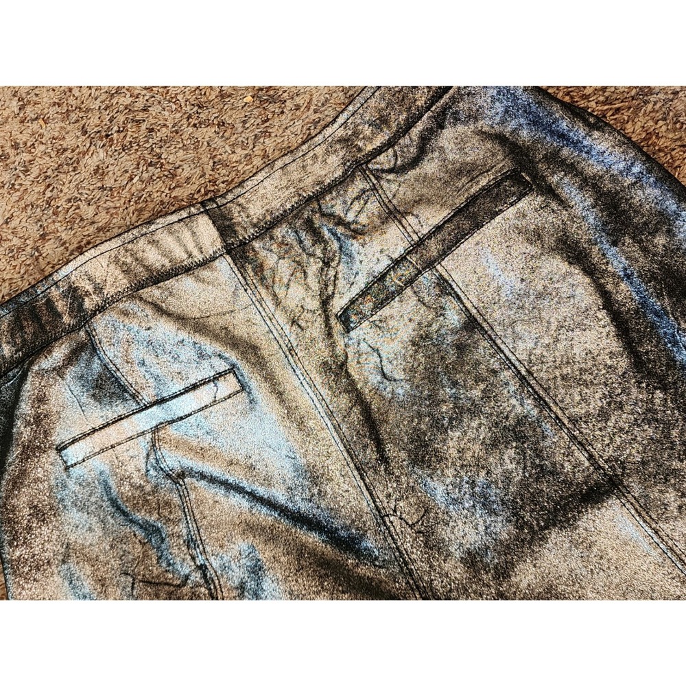Free People Silver Metallic Foil Distressed Leggings Size 30 OB640876 - Picture 4 of 8